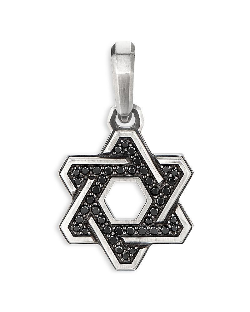 Mens Deco Star of David Pendant with Pav Black Diamonds Product Image