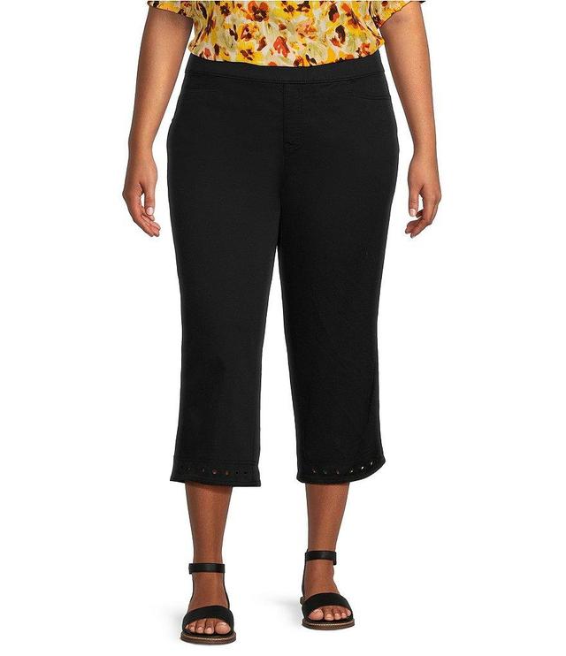 Intro Plus Size Daisy Pull-On Grommet Hem Straight Relaxed Capri Pants Product Image