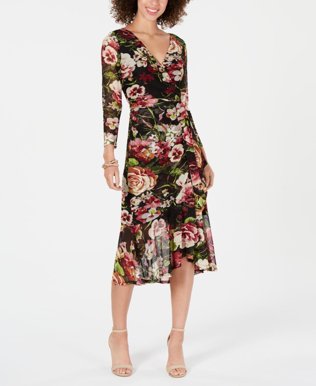 Connected Wrap Floral Midi Dress Product Image