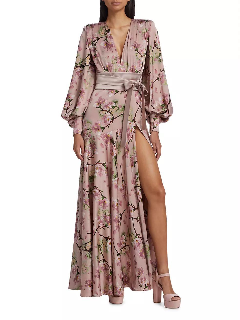 Carmen Floral Balloon-Sleeve Gown Product Image