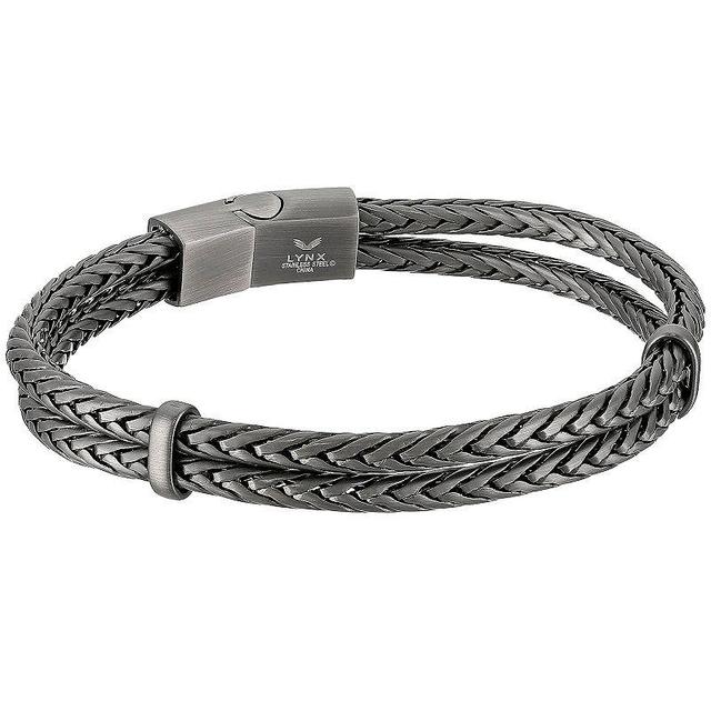 Mens LYNX Gunmetal Gray Ion-Plated Stainless Steel Two Row Bracelet Product Image