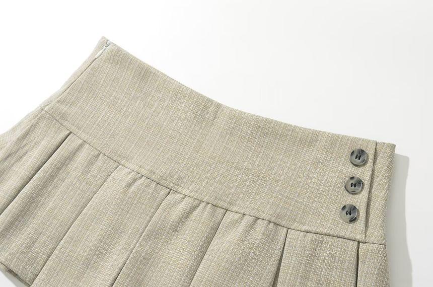 Low Waist Plain Mini Pleated Skirt Product Image