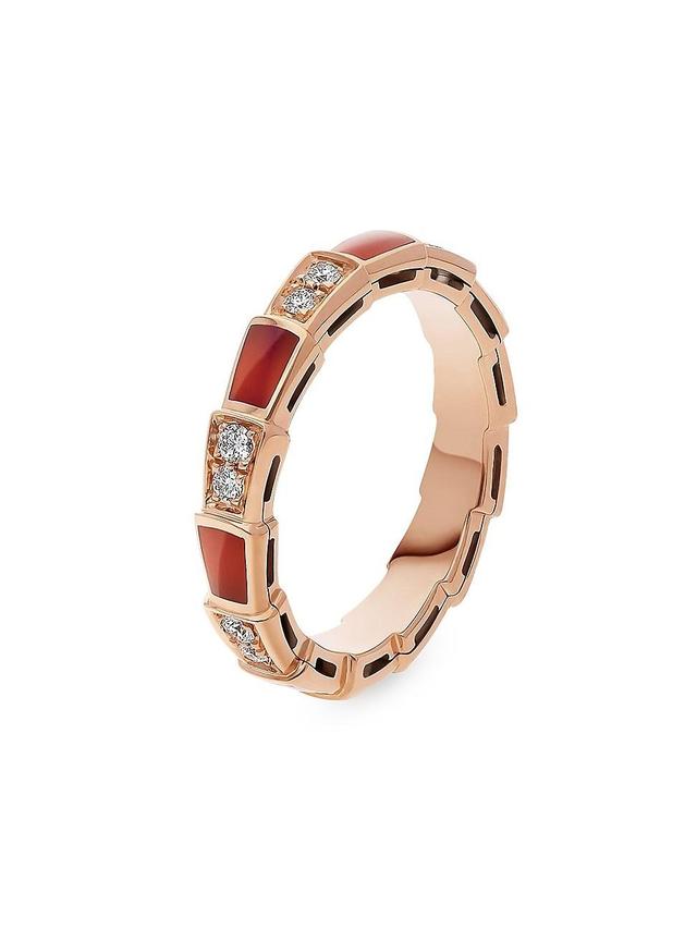 Womens Serpenti Viper 18K Rose Gold, Diamond & Carnelian Ring Product Image