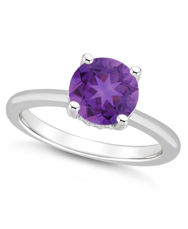 Alyson Layne Sterling Silver 8 mm Round Gemstone & Diamond Accent Ring, Womens Purple Product Image