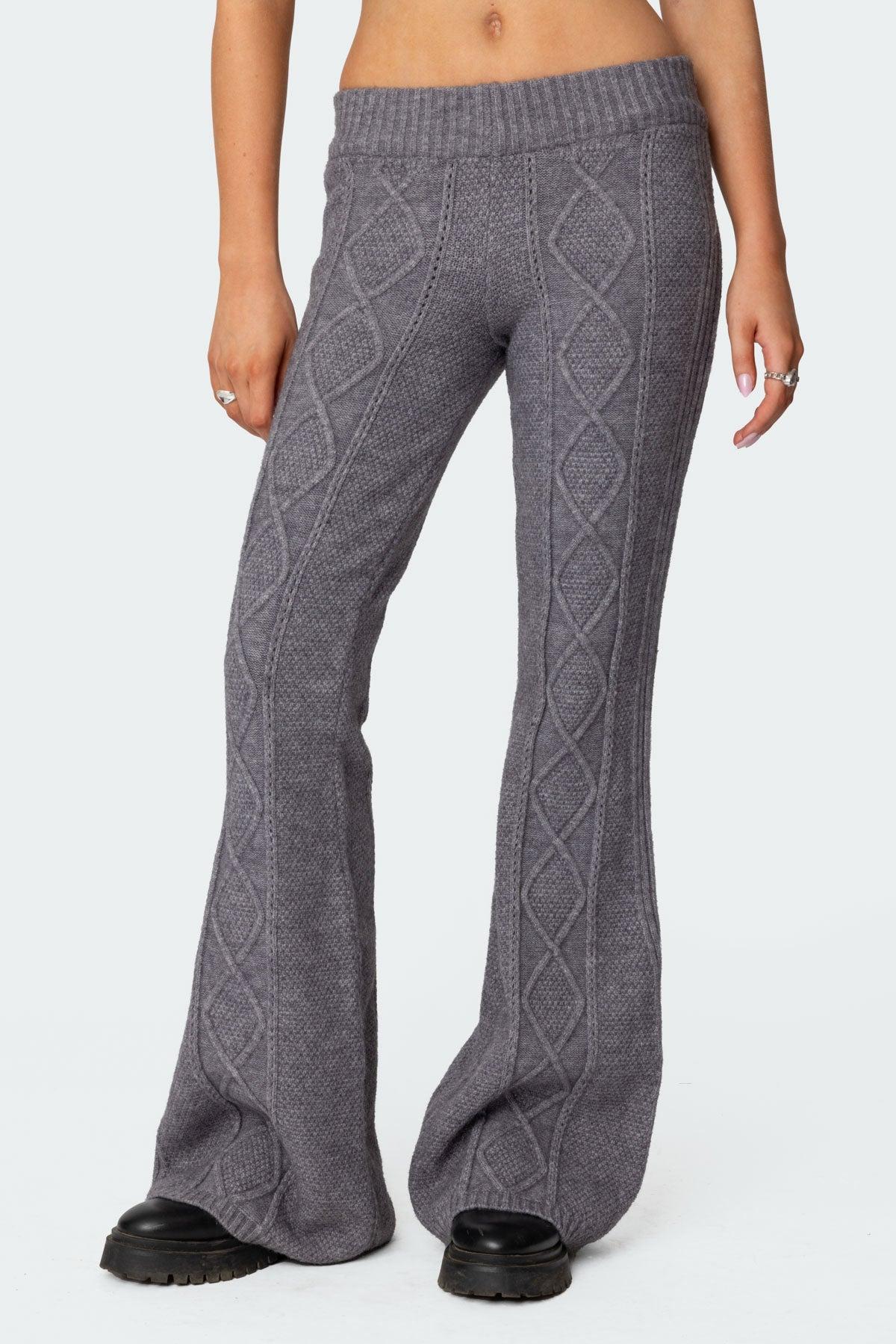 Ray Cable Knit Flared Pants Product Image