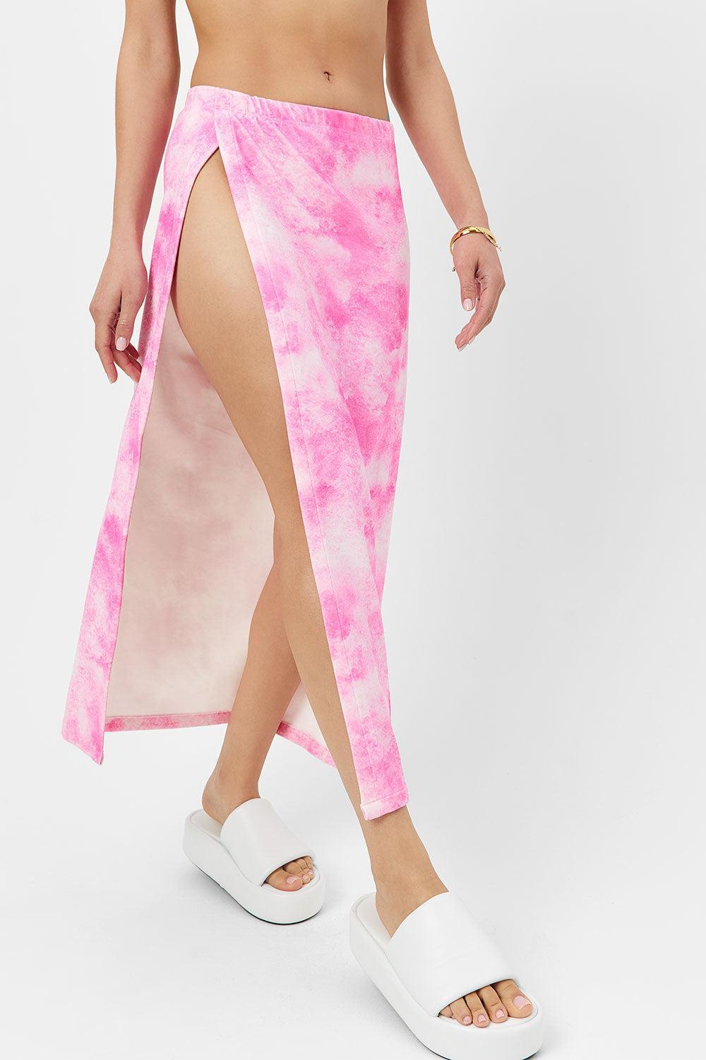 Stacey Terry Maxi Skirt - Distorted Pink Dye Product Image