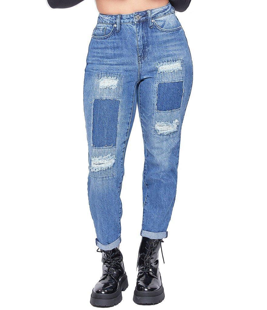 Dream High Rise Patchwork Distressed Jeans Product Image