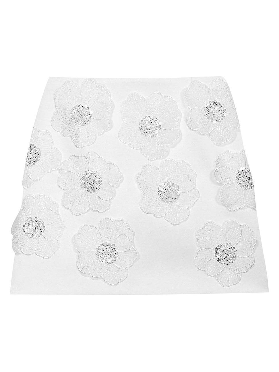 Womens Beaded Satin Floral Skirt Product Image