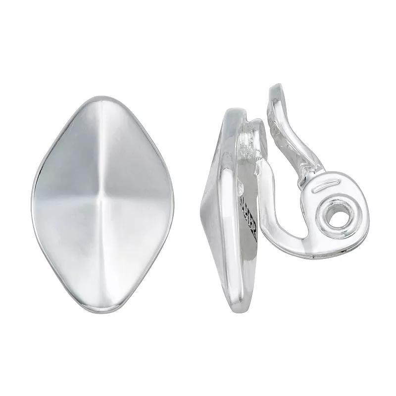 Napier Silver Tone Traces Button Stud Clip-On Earrings, Womens Product Image