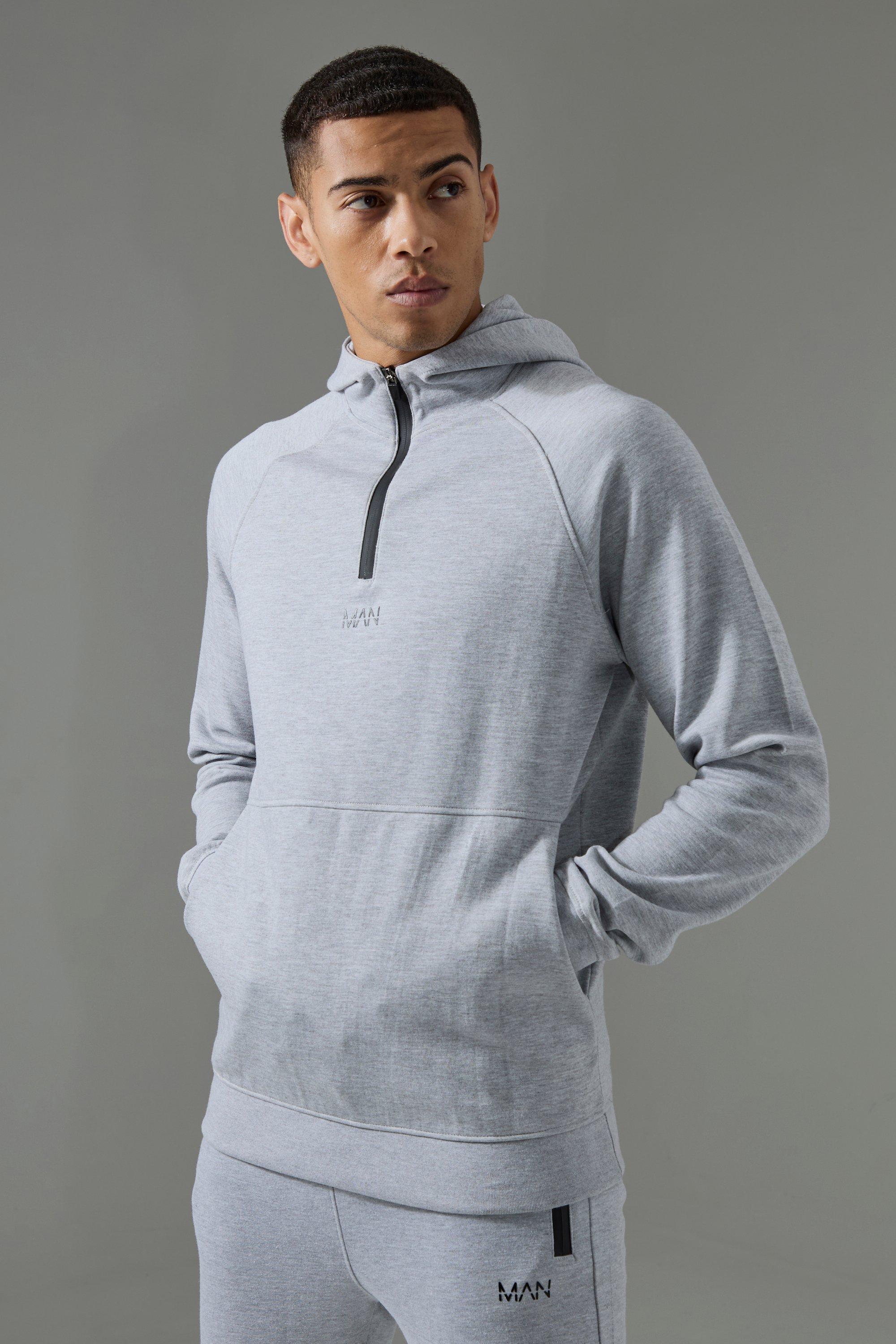 Man Active Pro Fleece Reg Fit 1/4 Zip Hoodie | boohooMAN USA product image