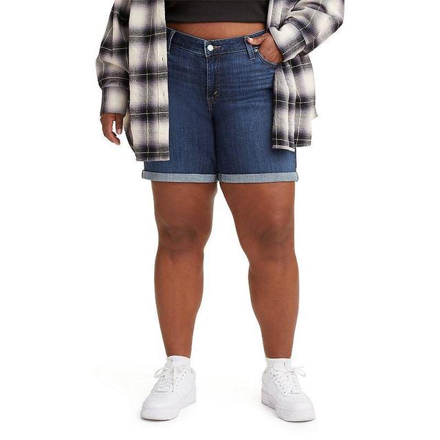 Plus Size Levis Mid-Length Jean Shorts, Womens Med Blue Product Image