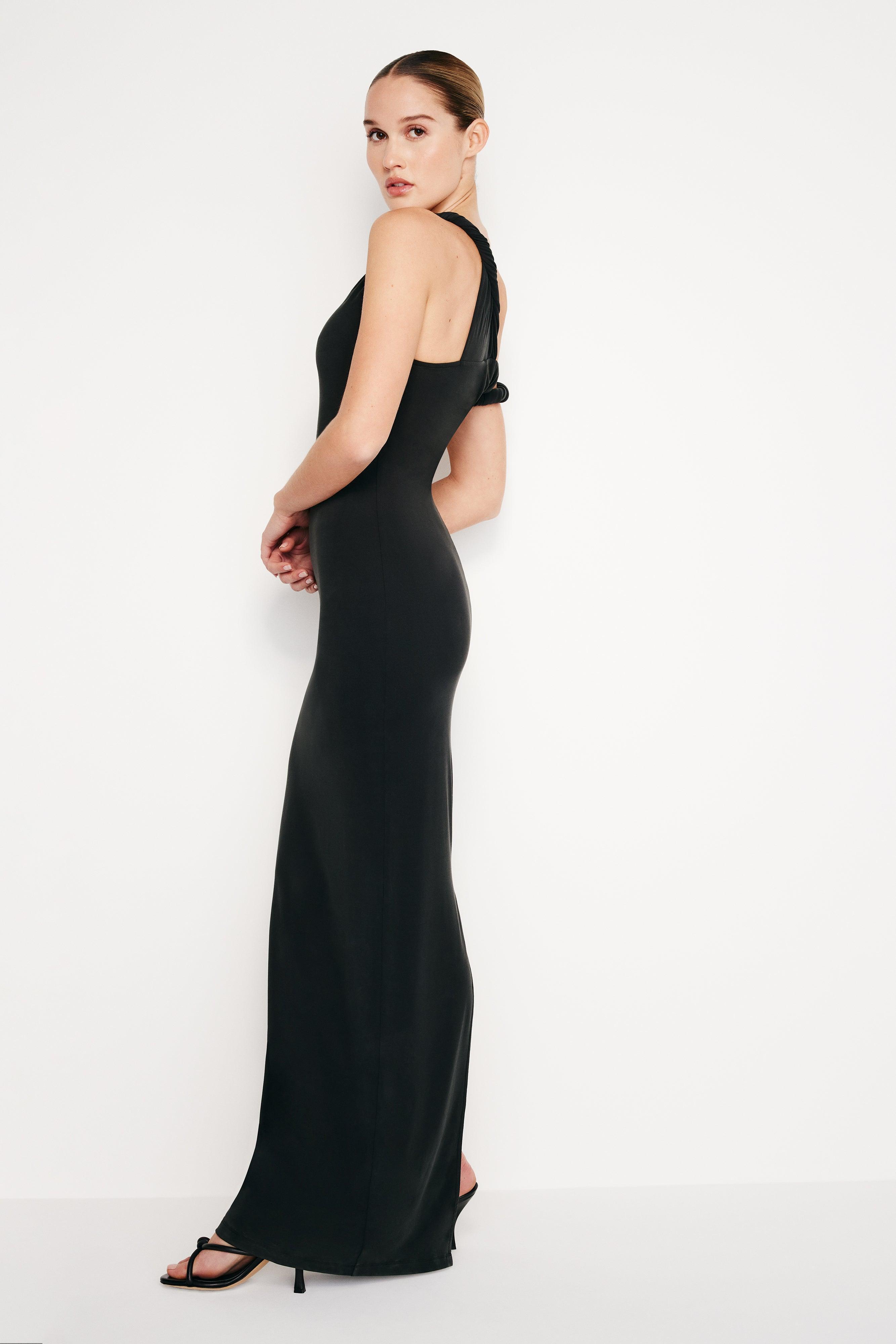 SANDWASHED JERSEY MAXI DRESS | BLACK001 Product Image