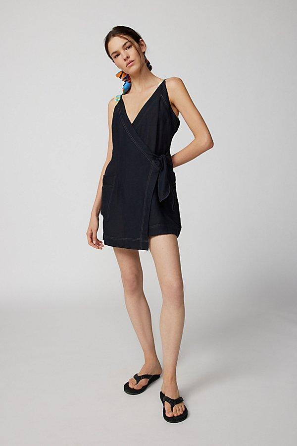 Urban Outfitters UO Wrap Me Up Linen Mini Dress Womens at Urban Outfitters Product Image