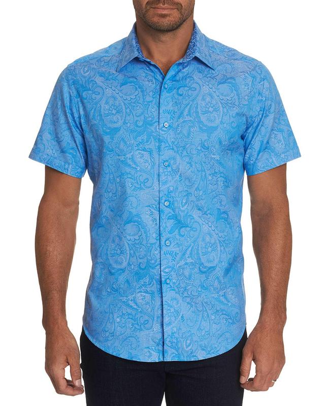 Robert Graham Men's Andretti Paisley Short-Sleeve Sport Shirt - Size: MEDIUM - LIGHT BLUE Product Image