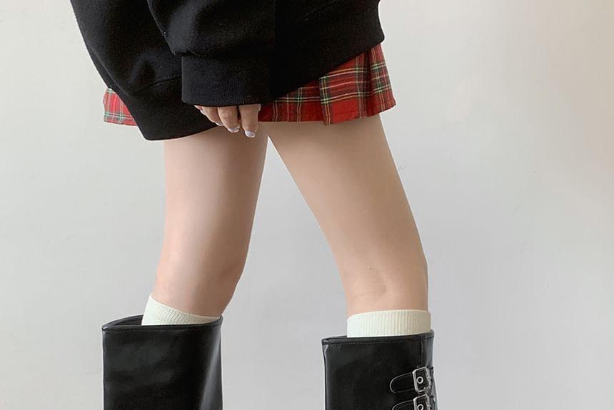 Faux Leather Platform Tall Boots Product Image