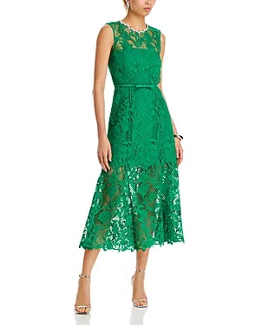 Embellished Lace Midi Dress In Green product image