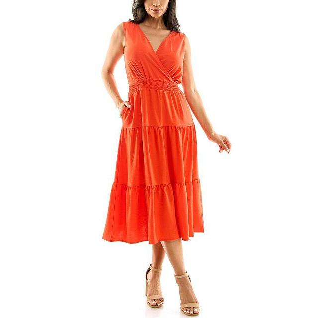 Womens Nina Leonard Tiered Smocked Midi Dress Product Image