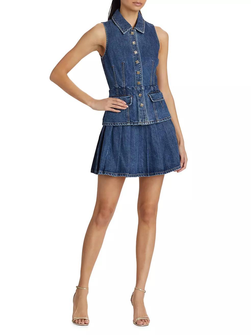 Tailored Denim Peplum Minidress Product Image