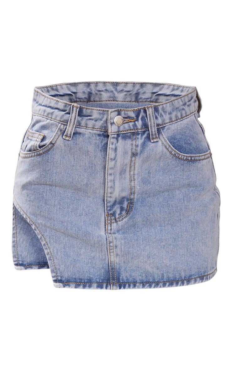 Petite Light Blue Wash Micro Mini Cut Out Denim Skirt Product Image