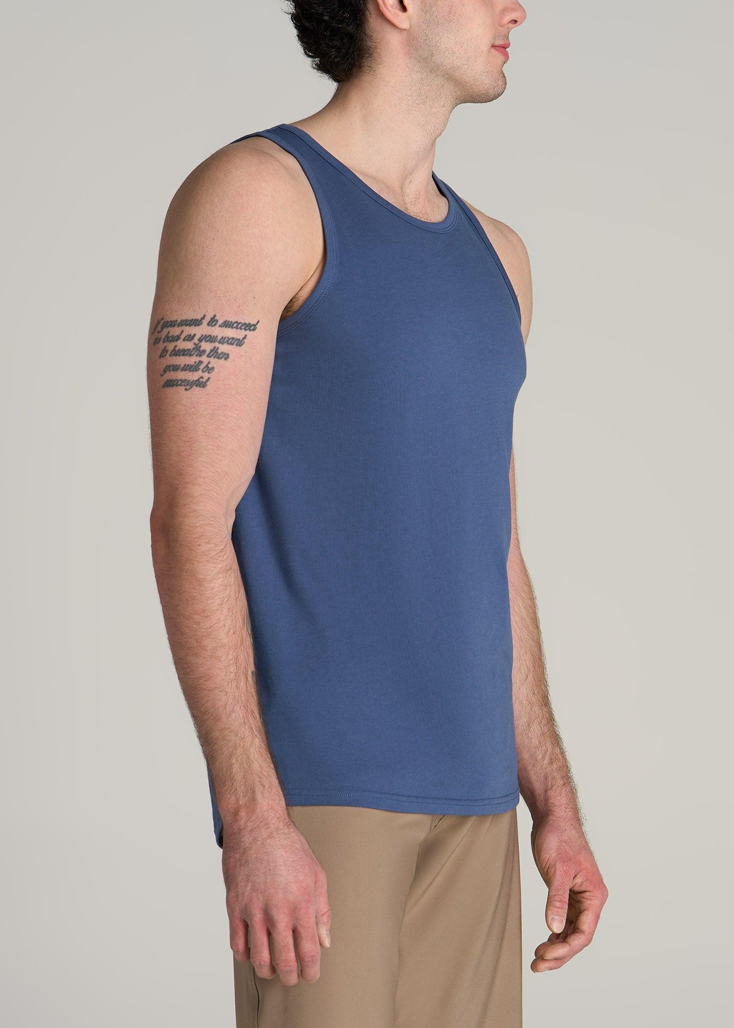 The Essentials: Men's Tall SLIM-FIT Beach Tank Top in Steel Blue Product Image