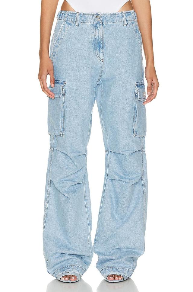 Coperni Denim Wide Leg Cargo Pants in Blue Product Image