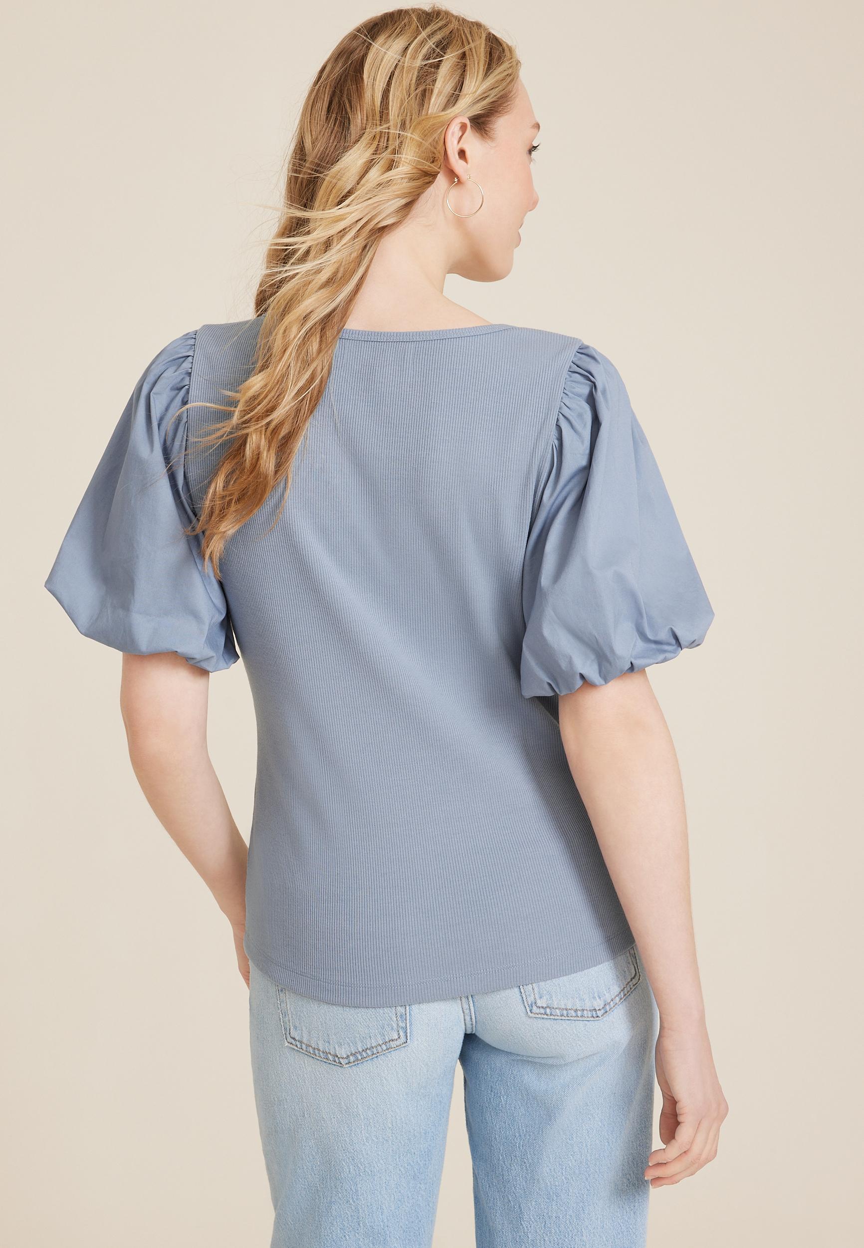 Poplin Puff Sleeve Blouse Product Image