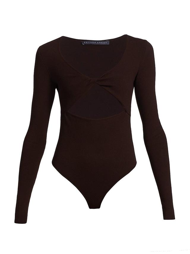 Womens Knit Twisted Cut-Out Bodysuit Product Image