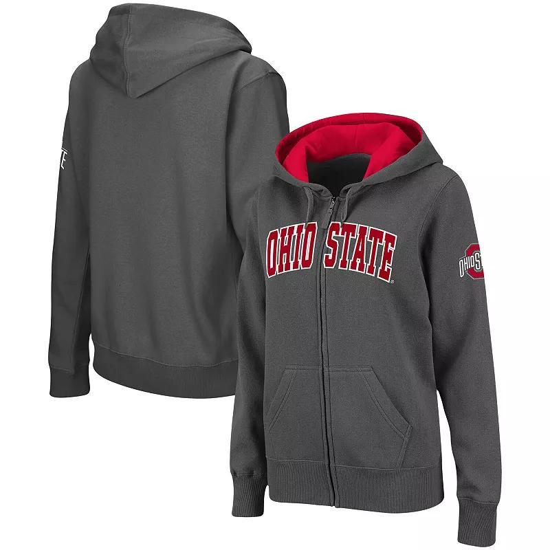 Womens Charcoal Ohio State Buckeyes Arched Name Full-Zip Hoodie Product Image