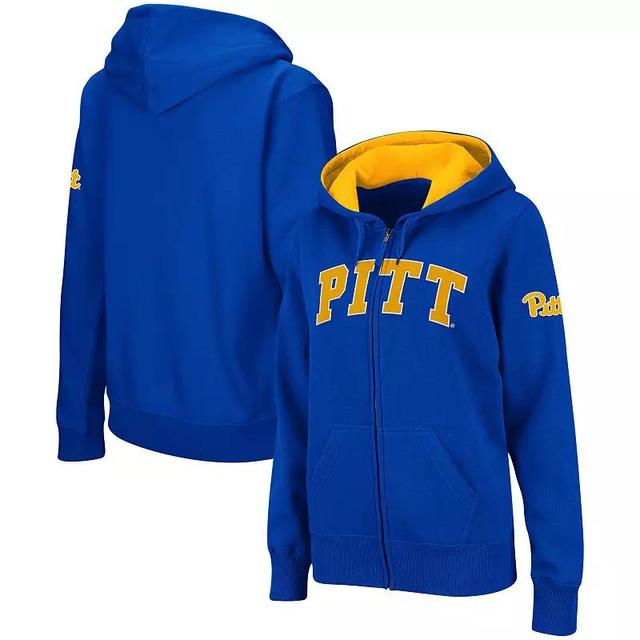 Womens Royal Pitt Panthers Arched Name Full-Zip Hoodie Product Image