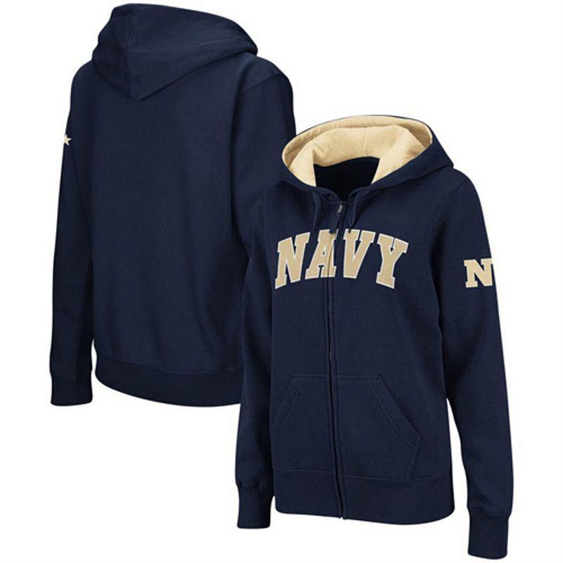 Womens Midshipmen Arched Name Full-Zip Hoodie Blue Product Image