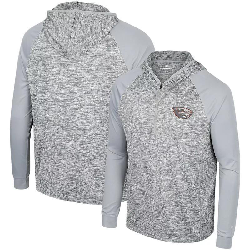 Mens Colosseum Gray Pitt Panthers Cybernetic Raglan Quarter-Zip Hooded Top Product Image