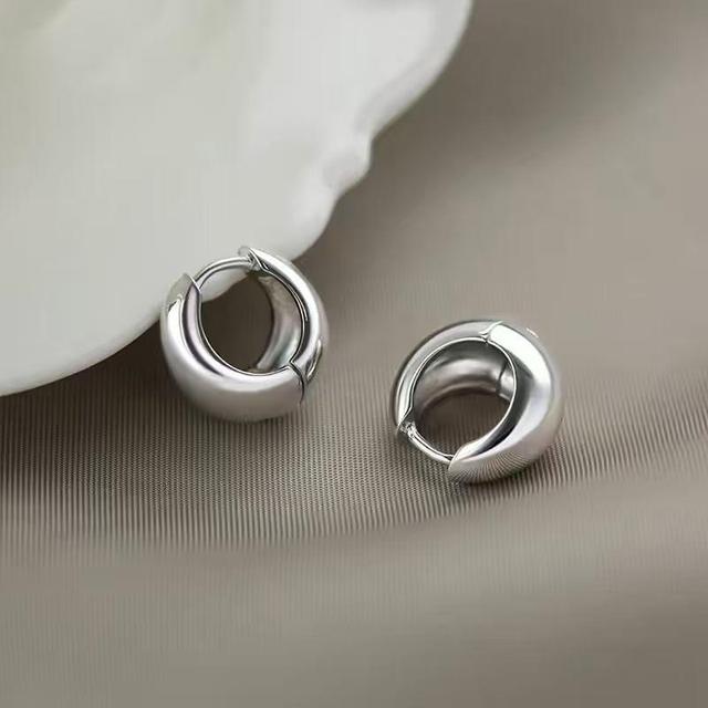 Sterling Silver Thick Hoop Earring Product Image