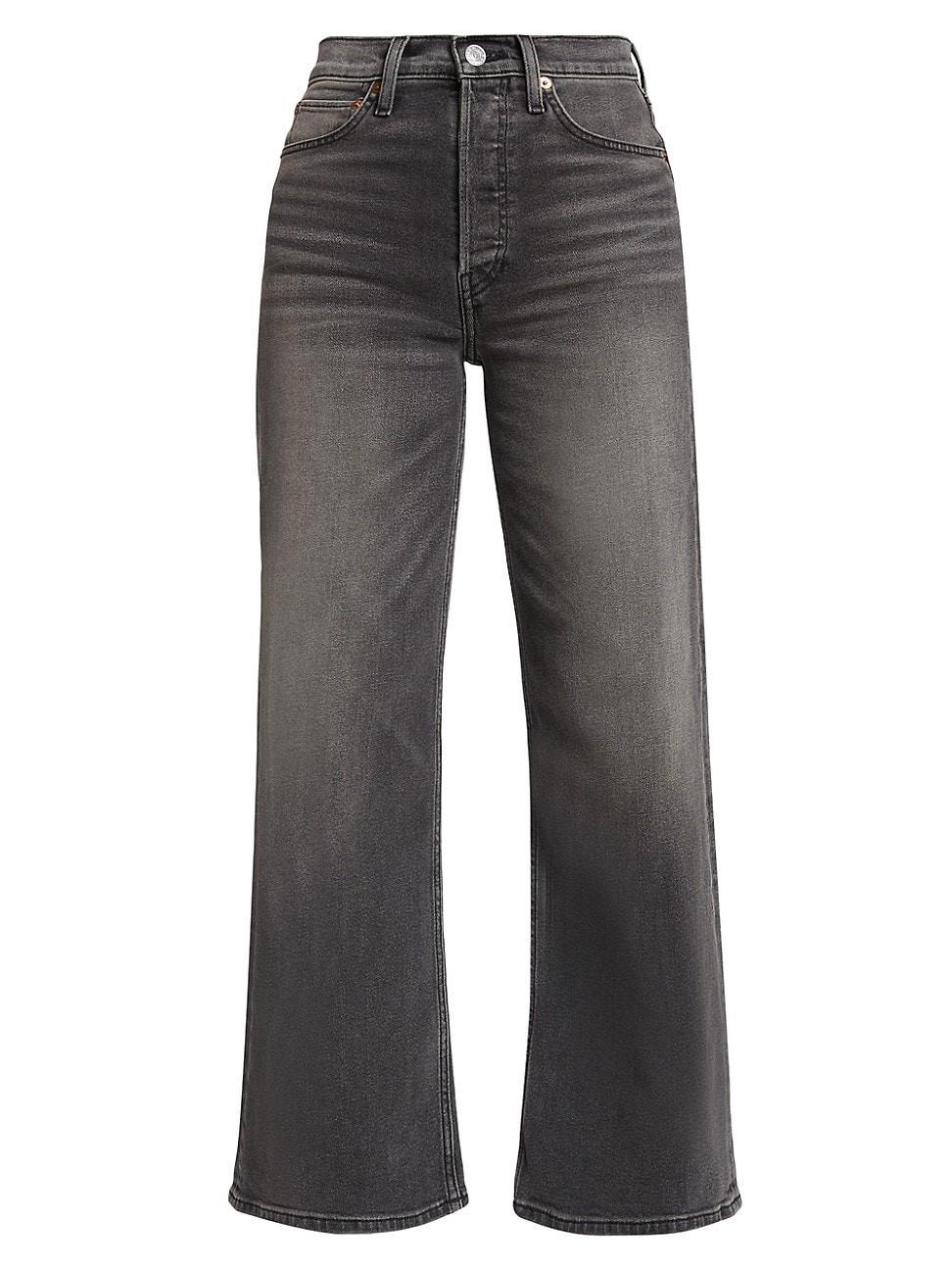 Womens High-Rise Wide-Leg Crop Jeans Product Image