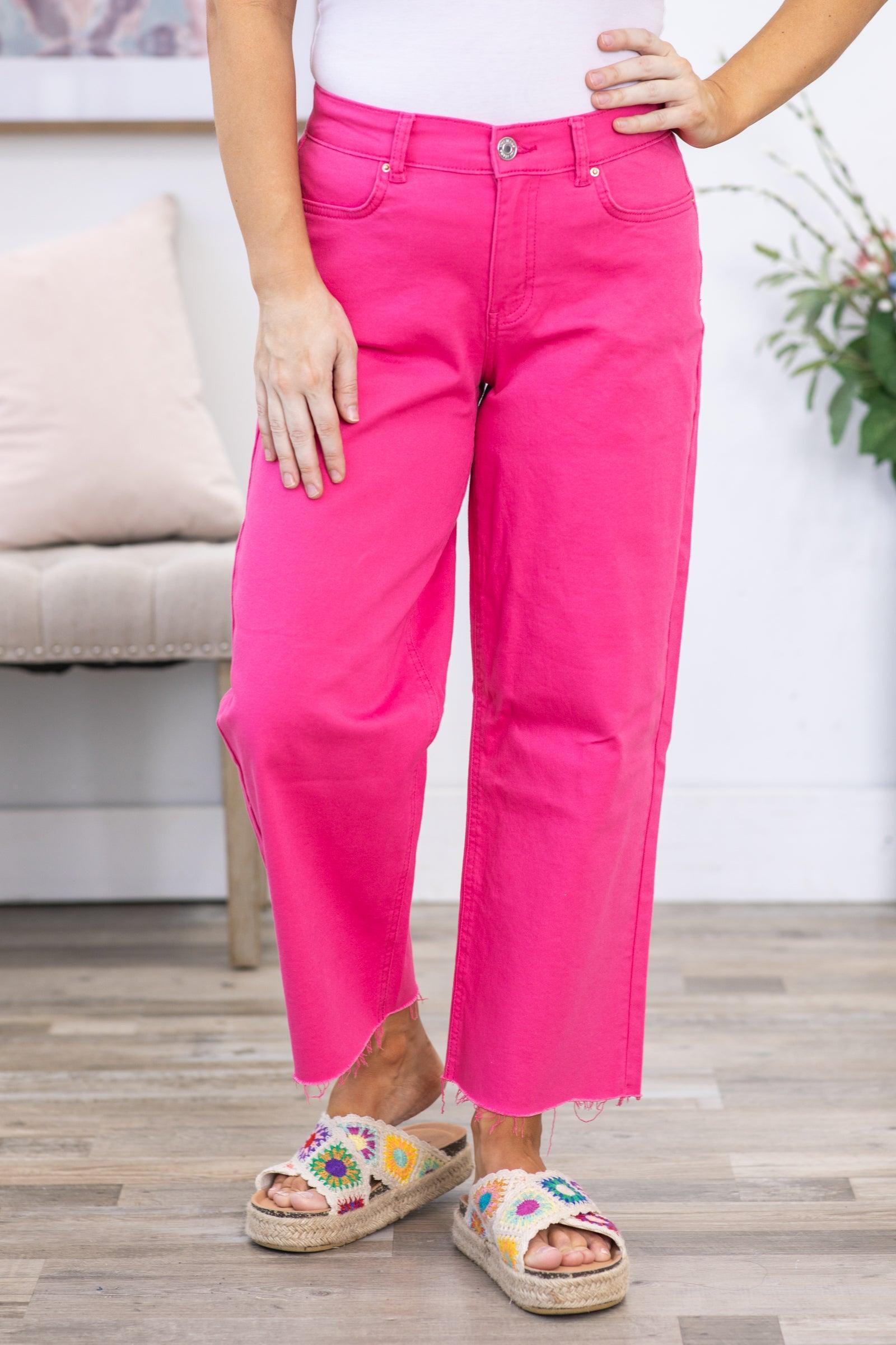 YMI Pink Cropped Wide Leg Trouser Pants Product Image