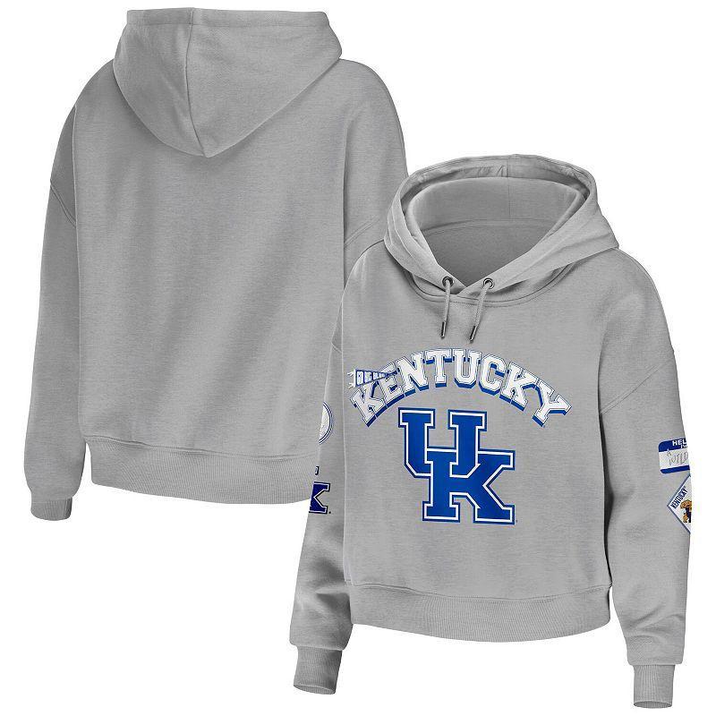 Womens WEAR by Erin Andrews Gray Kentucky Wildcats Mixed Media Cropped Pullover Hoodie Product Image