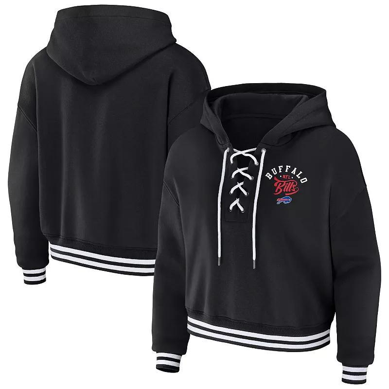 Womens Wear by Erin Andrews Black Las Vegas Raiders Lace-Up Pullover Hoodie Product Image