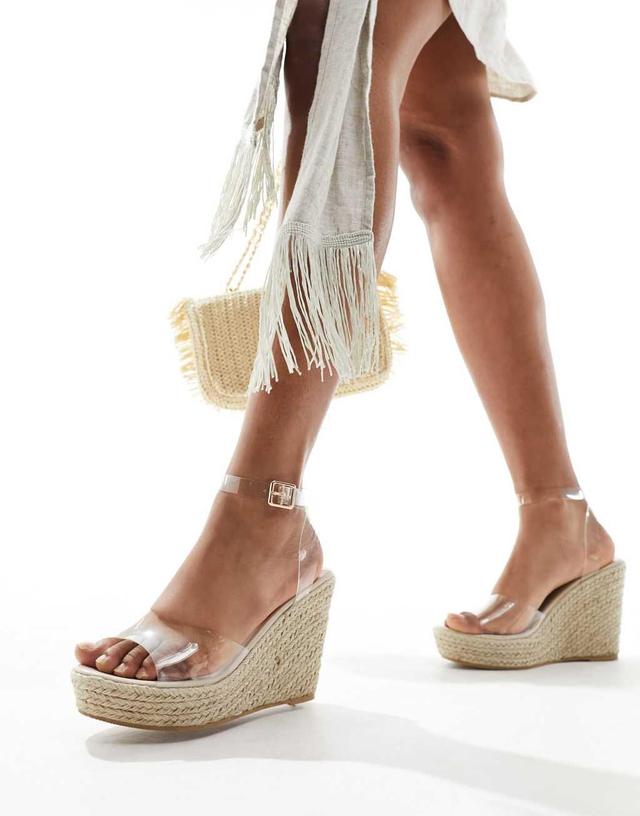 South Beach espadrille wedge sandals in clear Product Image