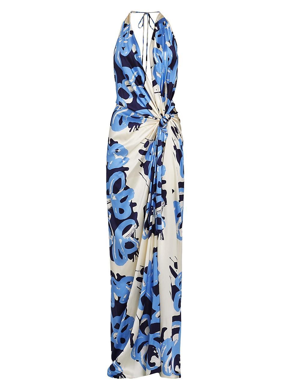 Womens Jazmin Abstract Silk-Blend Sleeveless Maxi Dress Product Image