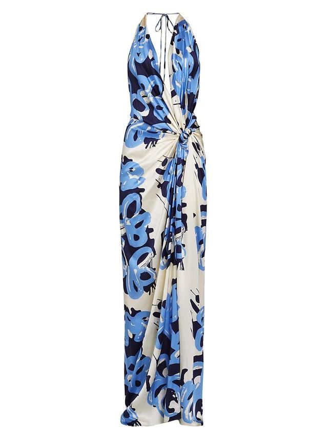 Womens Jazmin Abstract Silk-Blend Sleeveless Maxi Dress Product Image