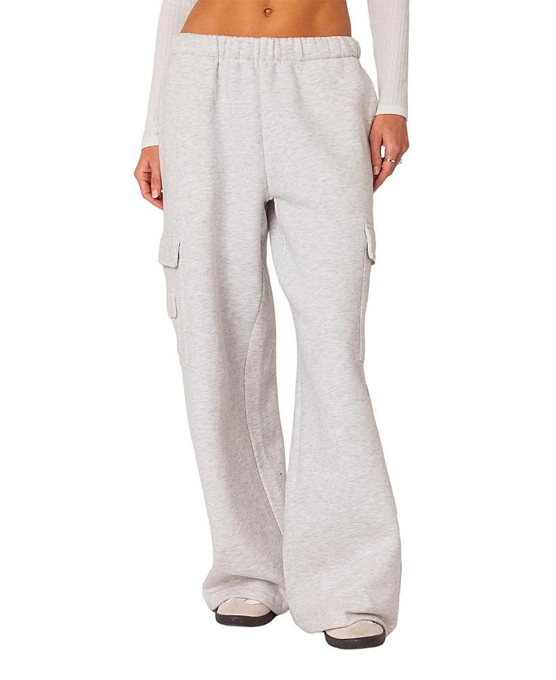 EDIKTED Wide Leg Cotton Cargo Sweatpants Product Image