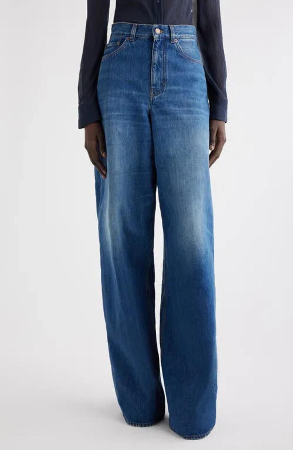 CHLOÉ Wide Leg Denim Trousers In Night Blue product image