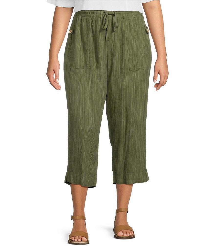 Westbound Plus Size The ISLAND Crop Pull-On Mid Rise Wide Leg Drawstring Waist Pant Product Image