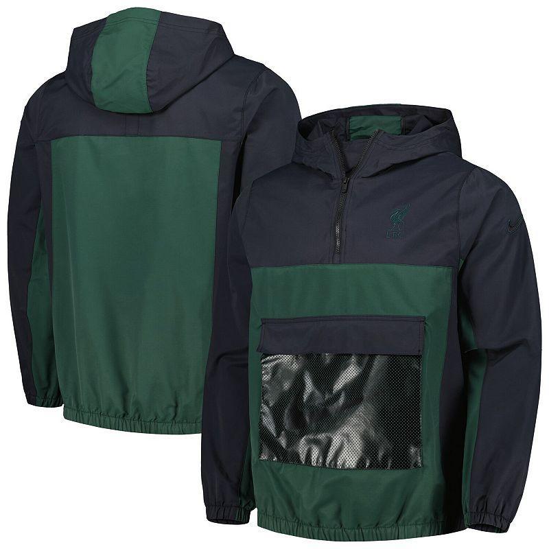 Mens Nike Green Liverpool Anorak Hoodie Quarter-Zip Jacket Product Image