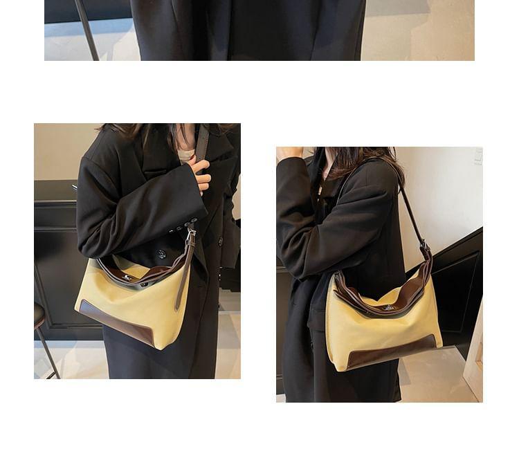 Faux Leather Panel Crossbody Bag Product Image