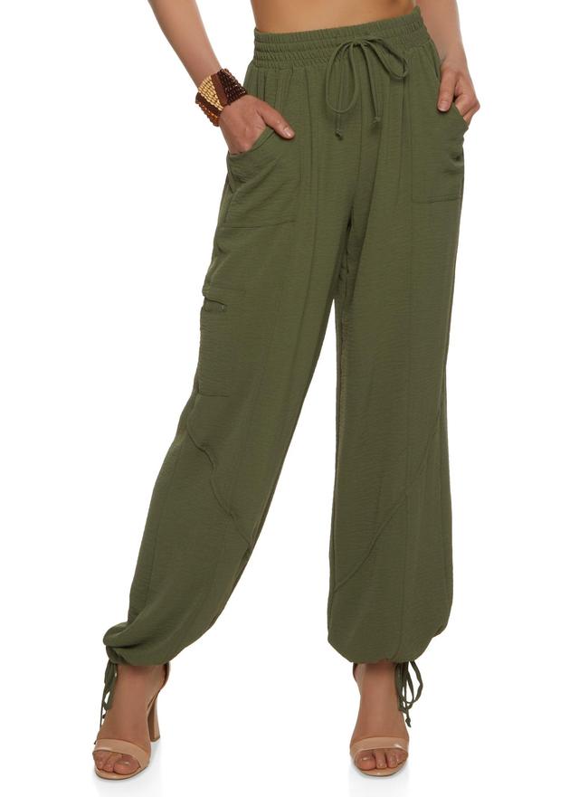 Womens High Waisted Tie Hem Wide Pants Product Image