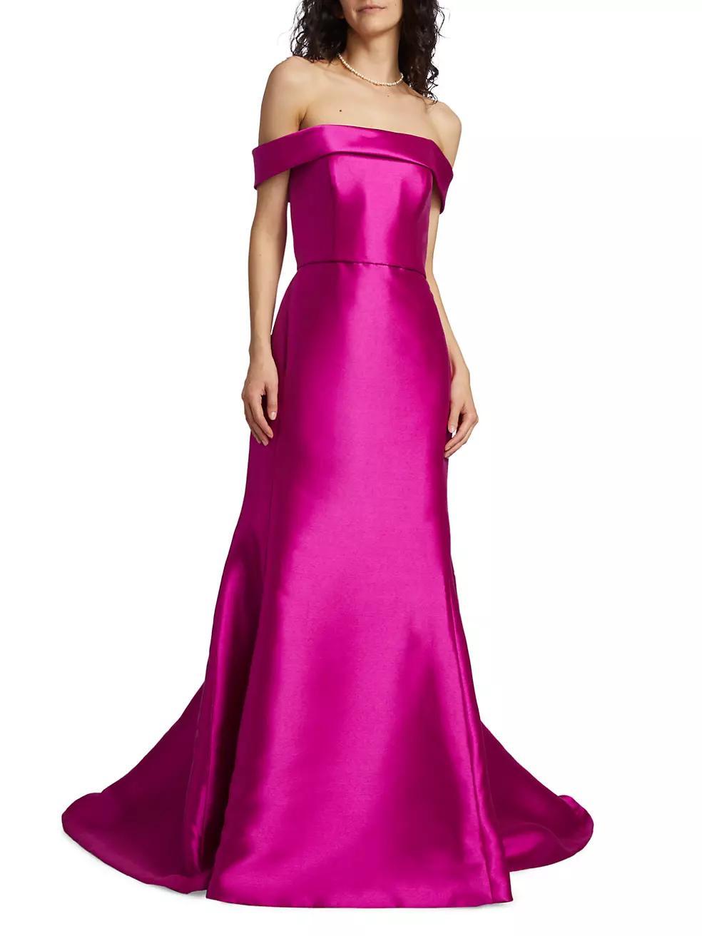 Satin Off-The-Shoulder Mermaid Gown Product Image