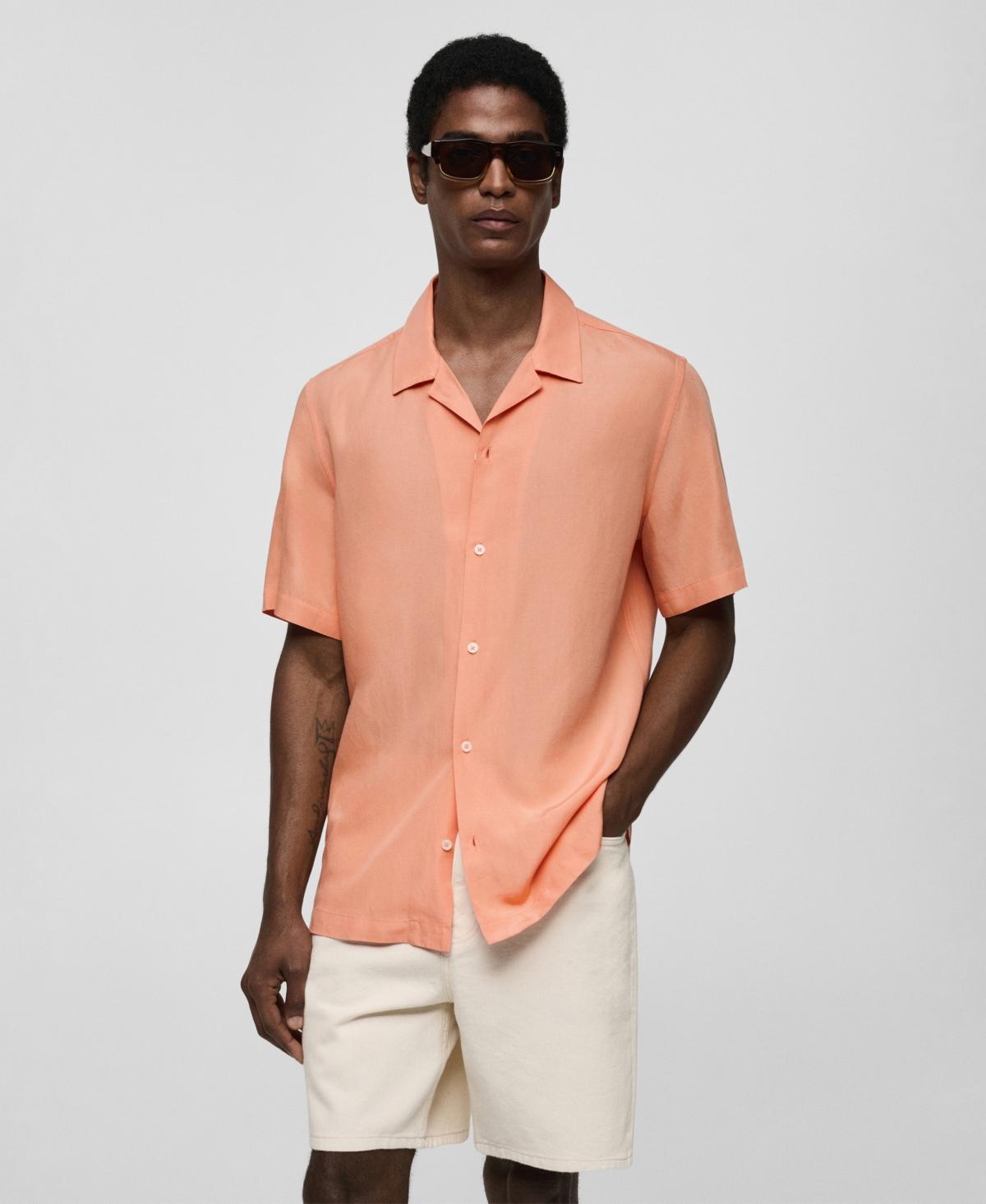 MANGO MAN - Tencel bowling-collar shirt orangeMen product image