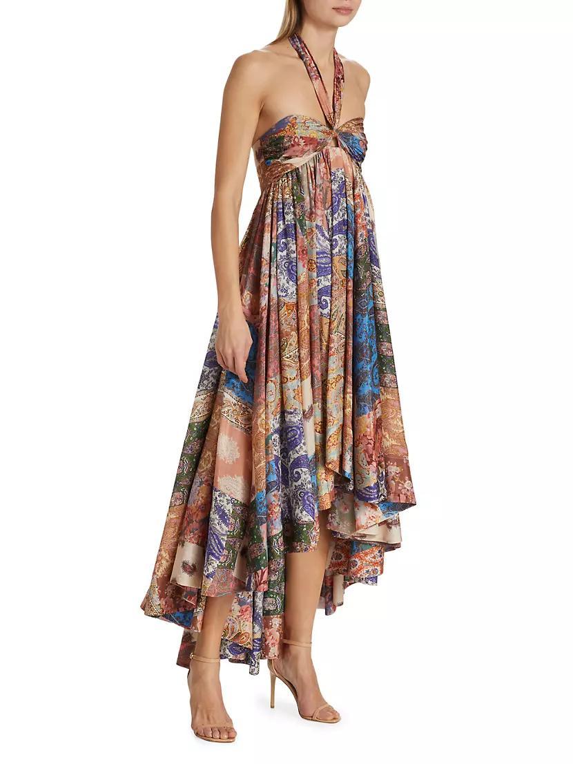 Devi Paisley Silk Halter Maxi Dress Product Image