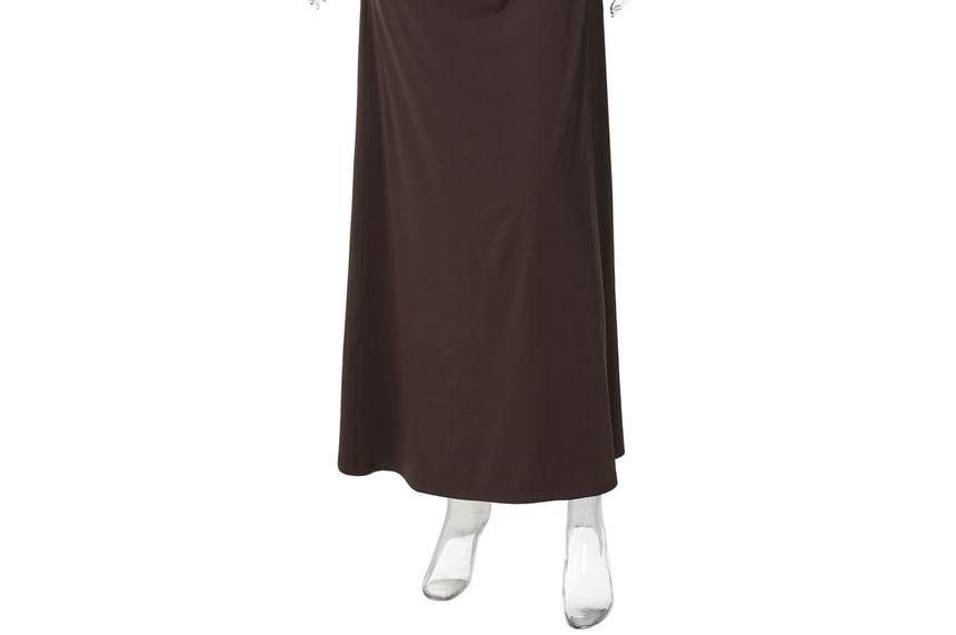 Long Sleeve Crew Neck Plain Slit A-Line Maxi Dress Product Image