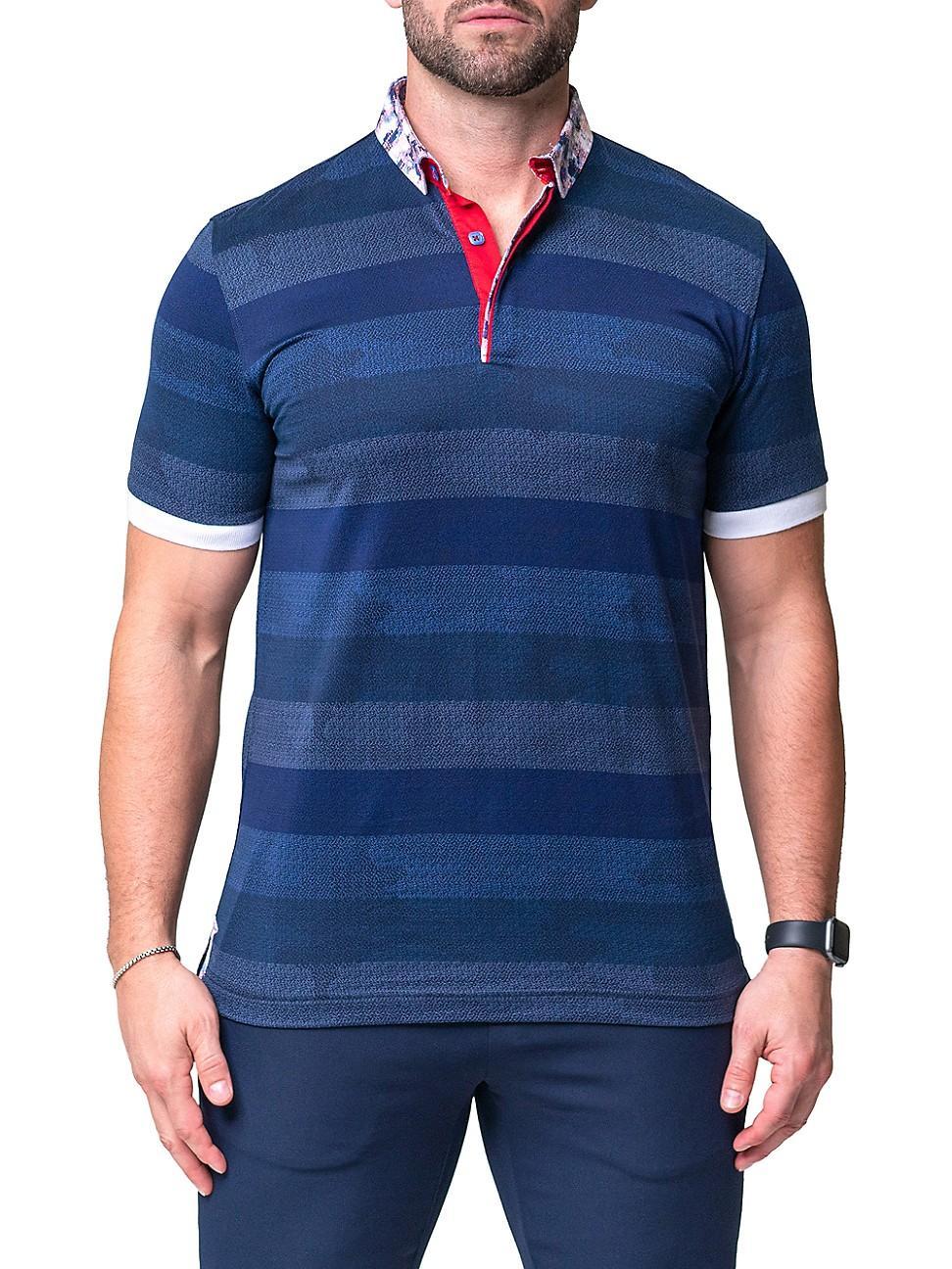 Maceoo Mozartpolk Black Stripe Cotton Polo Product Image